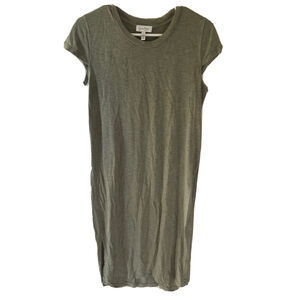 Jessica Simpson Dress Sz L Midi T-Shirt Olive Green Summer Casual Solid Fall